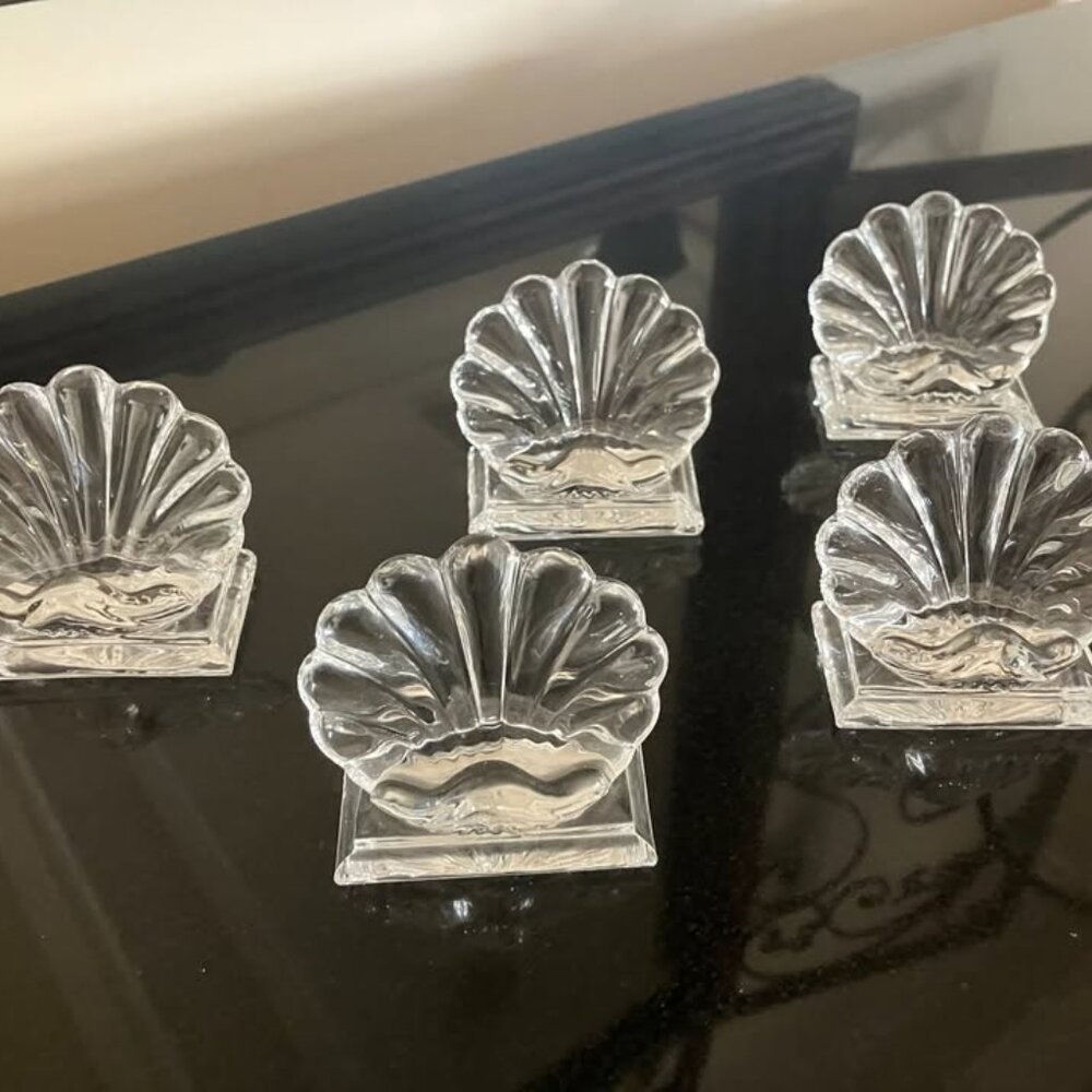 Baccarat Set of 5 Bambous Clam Shell Place Card Holders
